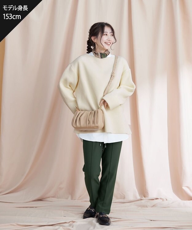 Tiaclasse 【洗える】裏ベロアジョーゼットジョグパンツ カーキ