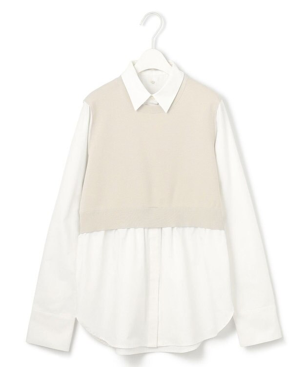 ICB L 【2WAY・洗える】シャツクロスコンビニットプルオーバー トープ系