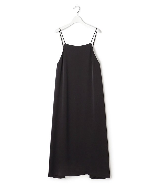 23区 S 【吸水速乾/防シワ/洗える】ジョーゼットサテン キャミソールワンピース ブラック系