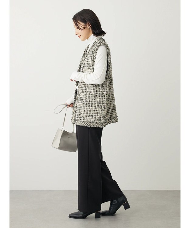 Green Parks ・ＥＬＥＮＣＡＲＥ　ＤＵＥ　ツィードノーカラーベスト Ivory