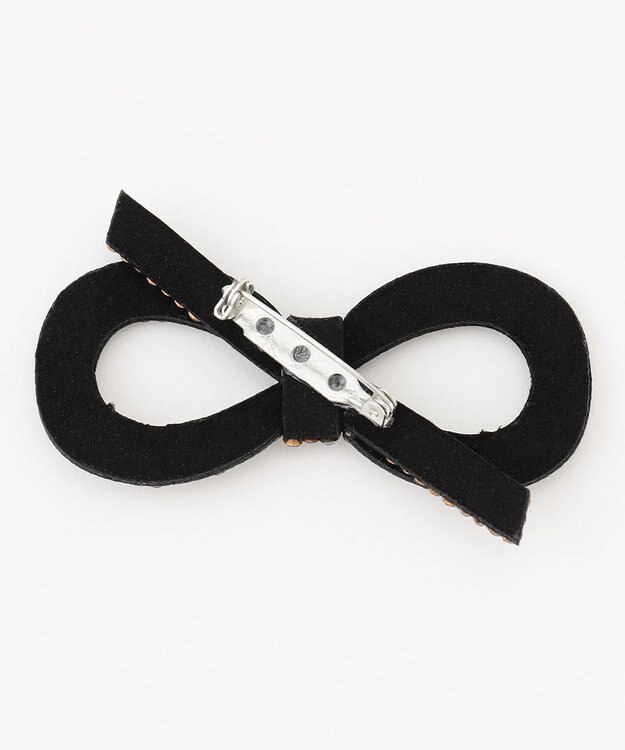 Feroux リボンビジュー ブローチ ブラック系