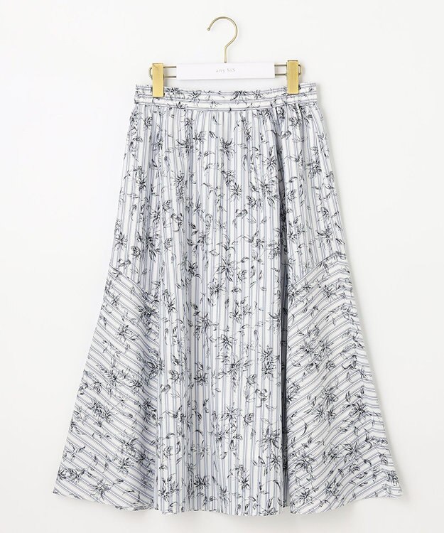 ANY SIS 【洗える】ラインフラワーストライプ スカート アイボリー系