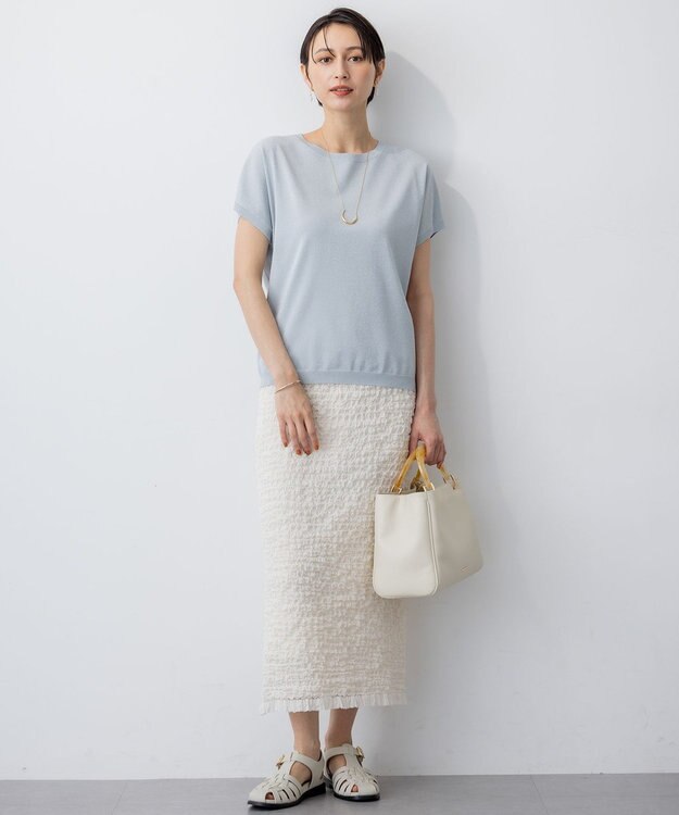 23区 L 【GOLD LABEL】シュリンクレース スカート ベージュ系