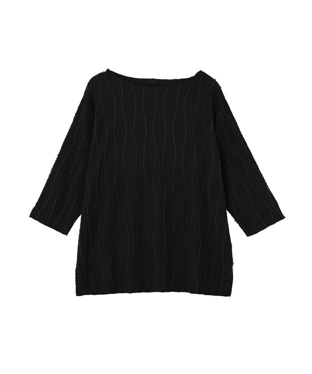 Green Parks ５分袖表面感カットプルオーバー Black