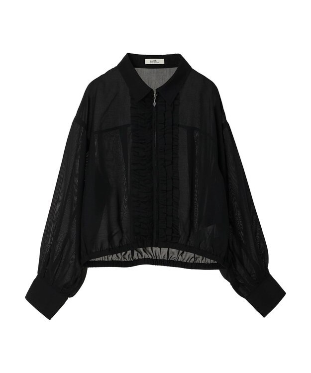 earth music&ecology フリルシャツ Black