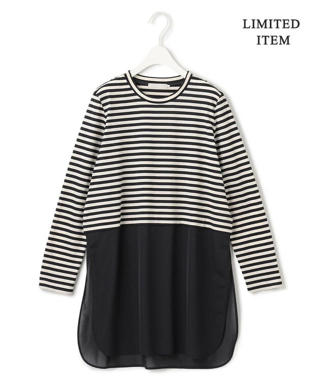ICB L 【WEB限定・洗える】 シアージャージーコンビ カットソー ブラックボーダー系