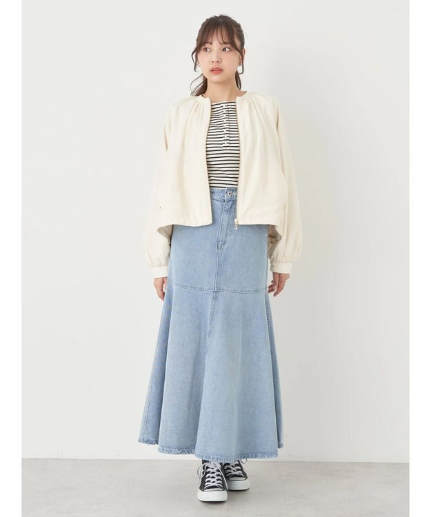 earth music&ecology ペプラムマーメイドデニムスカート Light Indigo