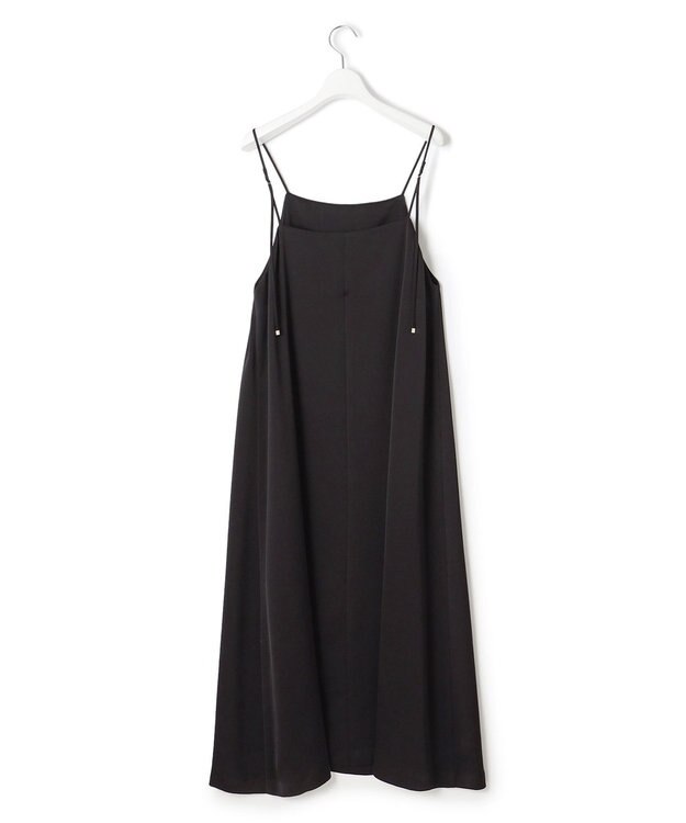 23区 S 【吸水速乾/防シワ/洗える】ジョーゼットサテン キャミソールワンピース ブラック系