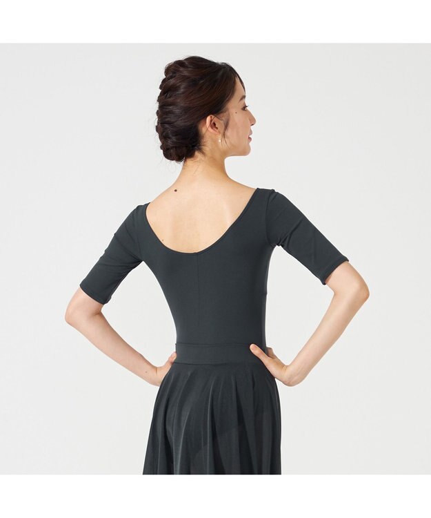 Chacott 5分袖レオタード ボトルグリーン