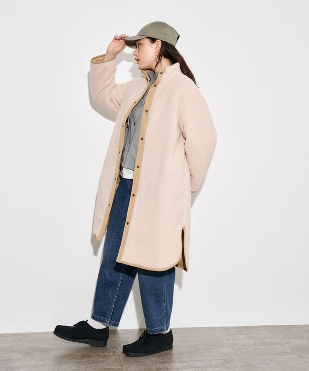 J.PRESS YORK STREET 【WOMEN】ロングキルトリバーシブルコート ベージュ系