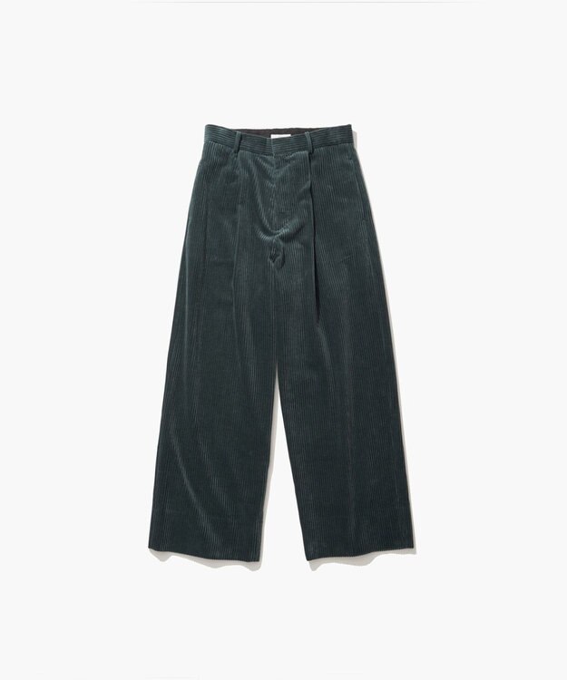 ATON 5W COTTON CORDUROY | タックワイドパンツ GREEN