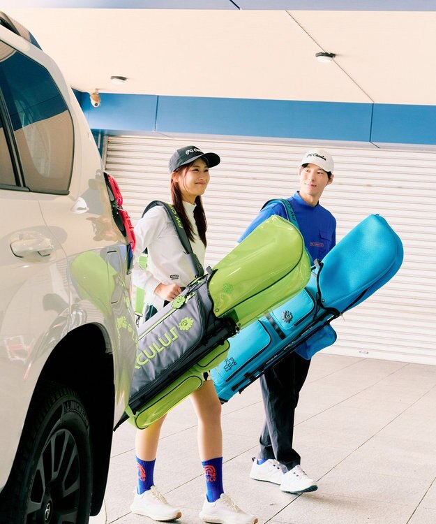 PW CIRCULUS 【UNISEX】デタッチャブル キャディバッグ シボ感のあるナイロンワッシャー素材 スカイブルー系