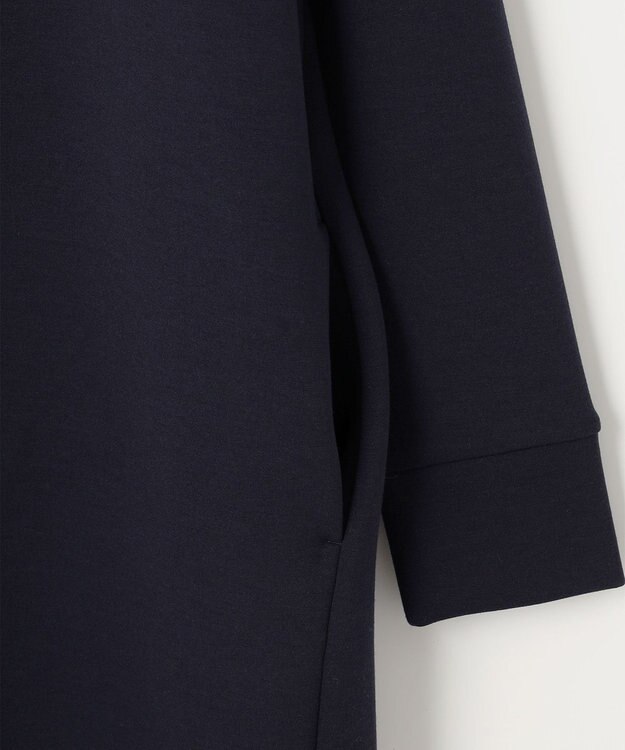 自由区 L 【WEB限定・洗える】マットストレッチダンボールフーディー ワンピース ネイビー