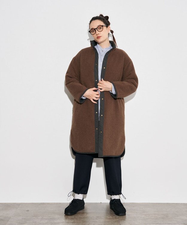 J.PRESS YORK STREET 【WOMEN】ロングキルトリバーシブルコート カーキ系