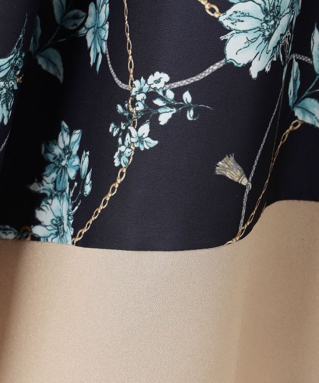 ANY SIS 【洗える】スカーフデザインプリント スカート ネイビーベース