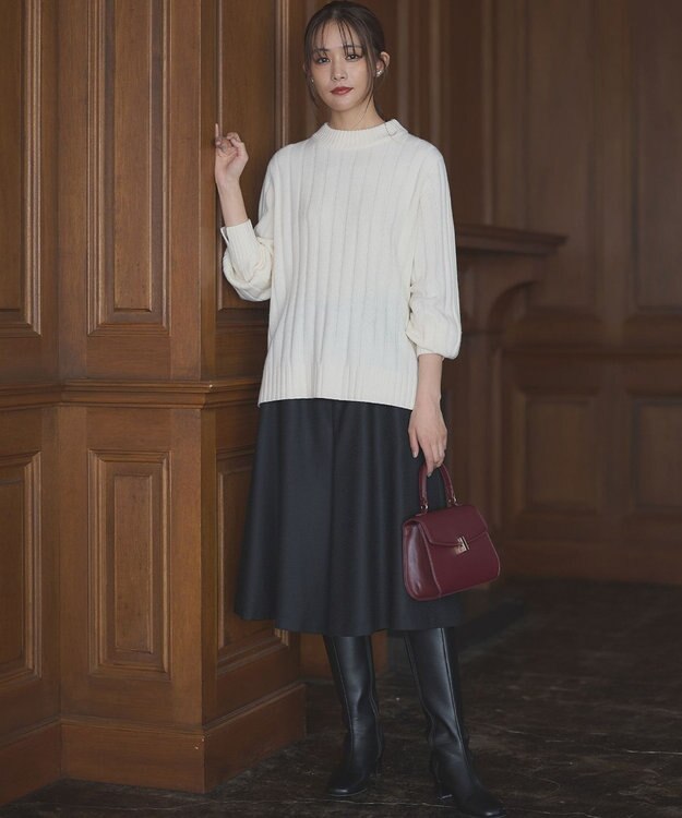 組曲 L 【WEB一部店舗限定】ウールジョーゼット キュロットパンツ ブラック系