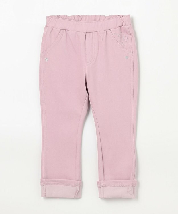 組曲 KIDS 【90-100㎝】ハートデニムニット パンツ ピンク系