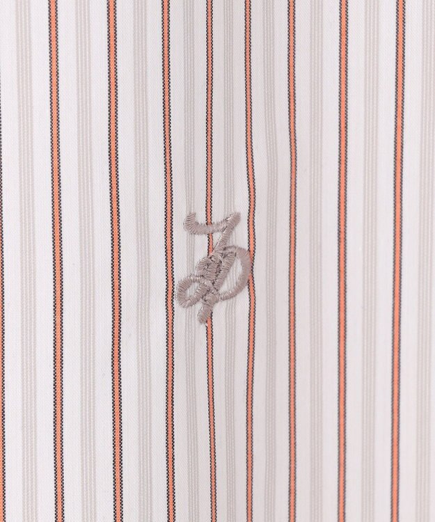 J.PRESS LADIES BEZコットンナイロン ストライプ シャツ ブラウス ホワイト×グレー系