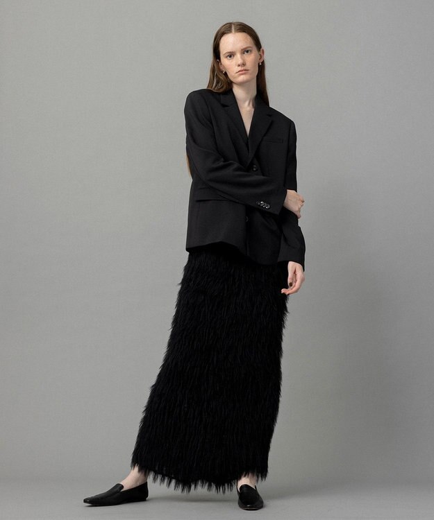 NAVE 【ReNAVE・洗える】メルティーシャギーニット スカート ブラック系