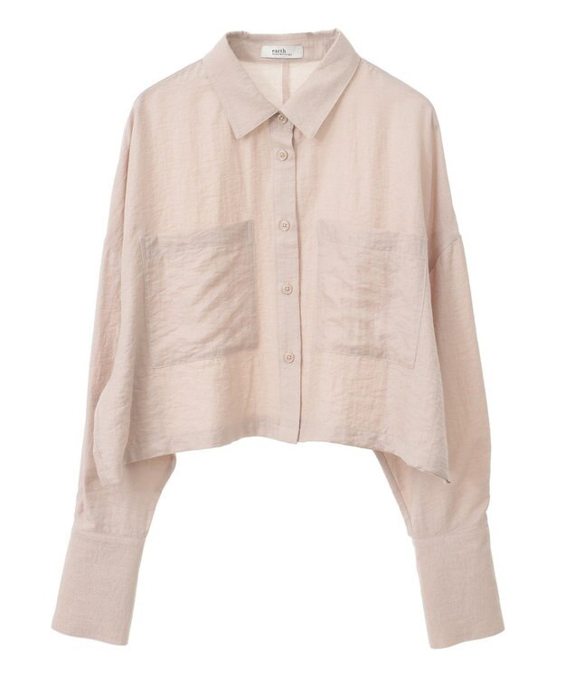 earth music&ecology Ｗポケットショートシャツ Beige