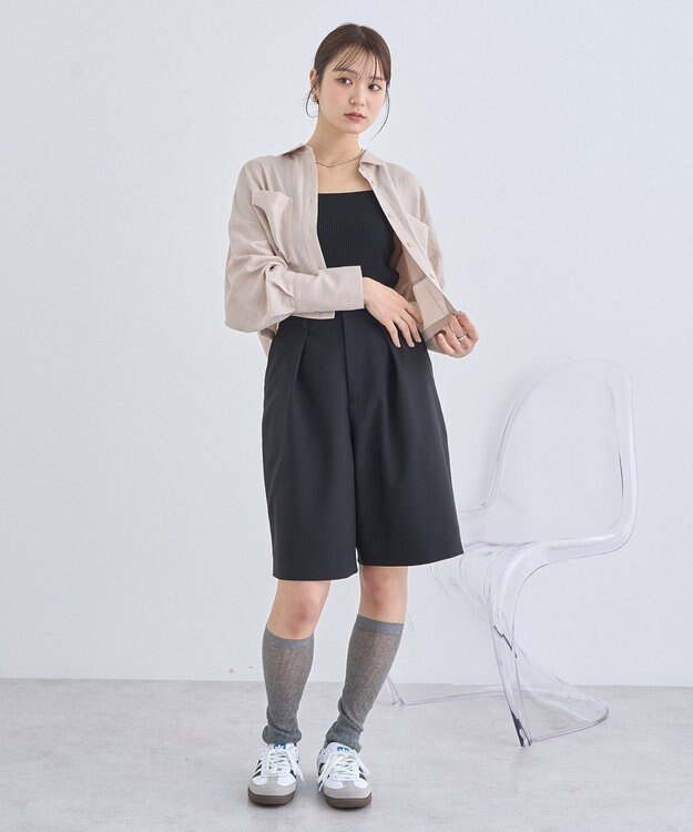 earth music&ecology Ｗポケットショートシャツ Beige