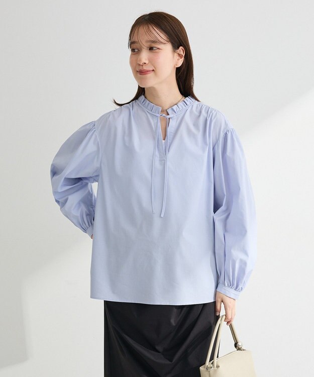 Green Parks ２ｗａｙフリルハイネックブラウス Sax