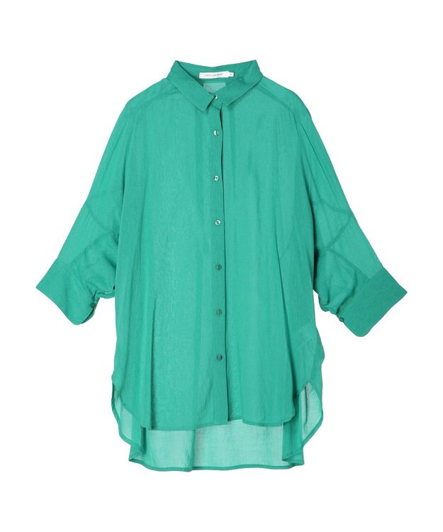 AMERICAN HOLIC 接触冷感５分袖変形ドルマンシアーシャツ Green