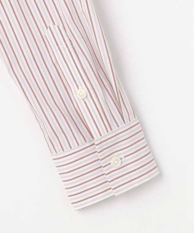 J.PRESS LADIES BEZコットンナイロン ストライプ シャツ ブラウス ホワイト×グレー系