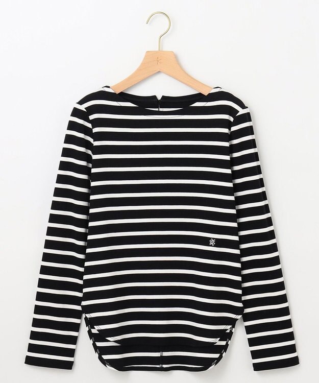 組曲 【ストレッチ・長袖】コットンフライス バスクTシャツ ブラック系1