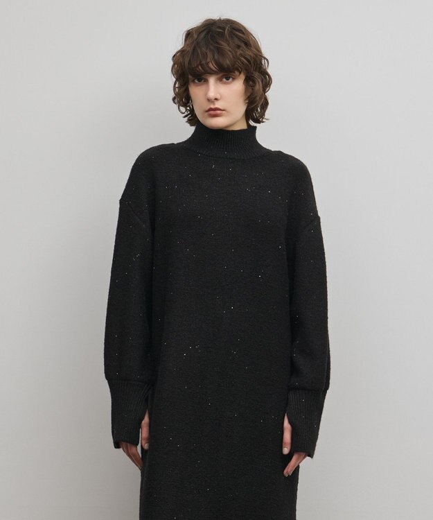 GRACE CONTINENTAL スパンコールニットワンピース ブラック