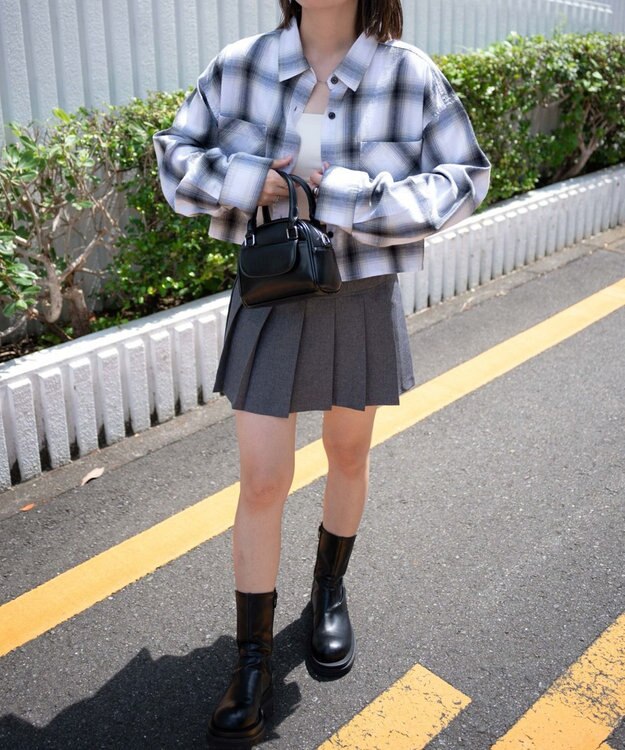 WEGO オンブレチェックショートシャツ ホワイトチェック1