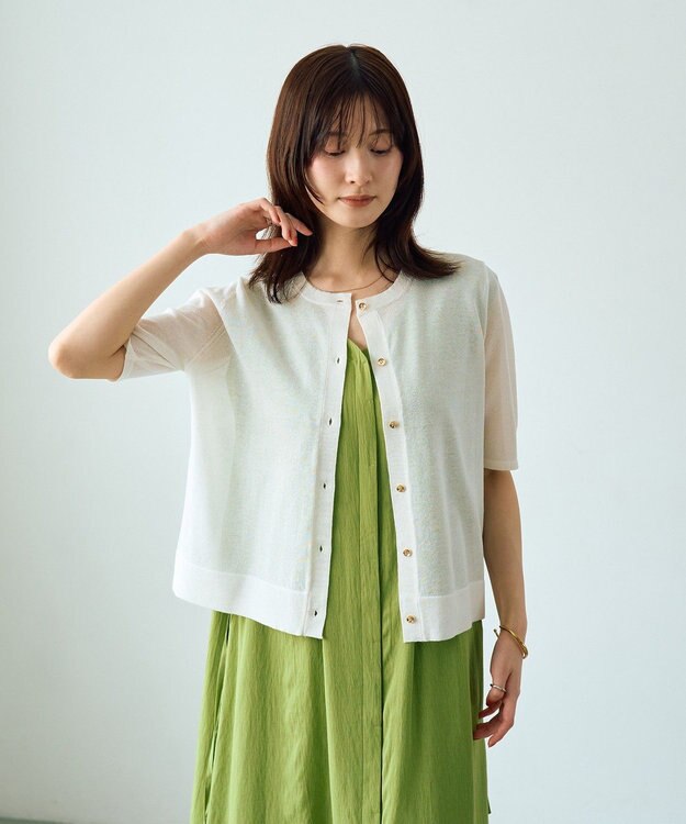 YECCA VECCA 半袖シアーカーディガン Off White