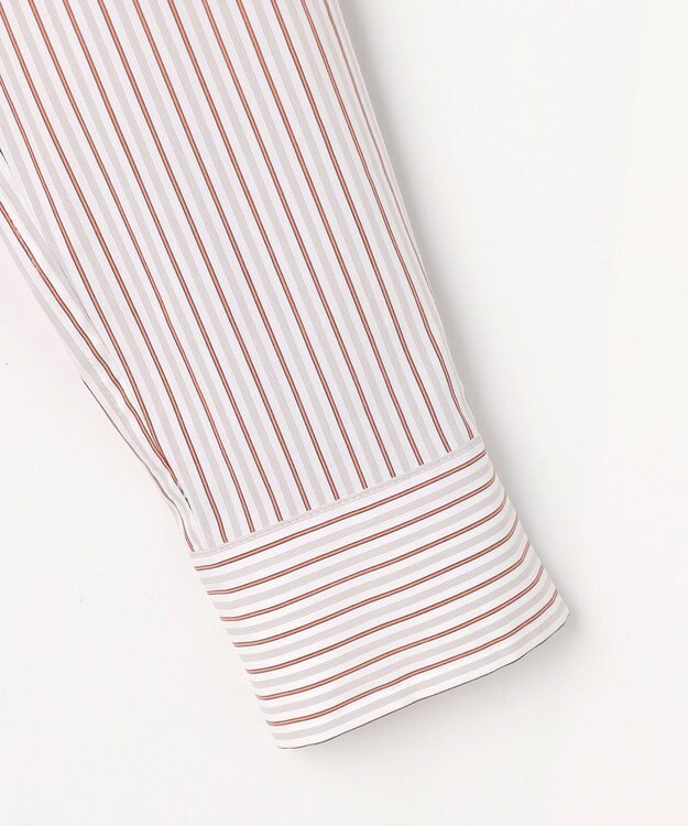 J.PRESS LADIES BEZコットンナイロン ストライプ シャツ ブラウス ホワイト×グレー系