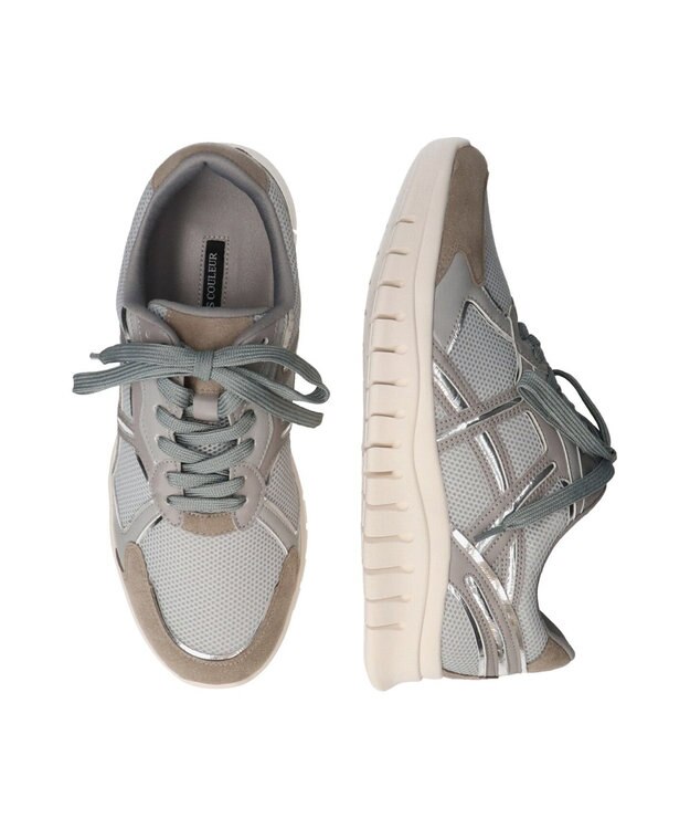 Bridget Birkin 【PARADIS COULEUR】異素材コンビレースアップスニーカー グレーコンビ