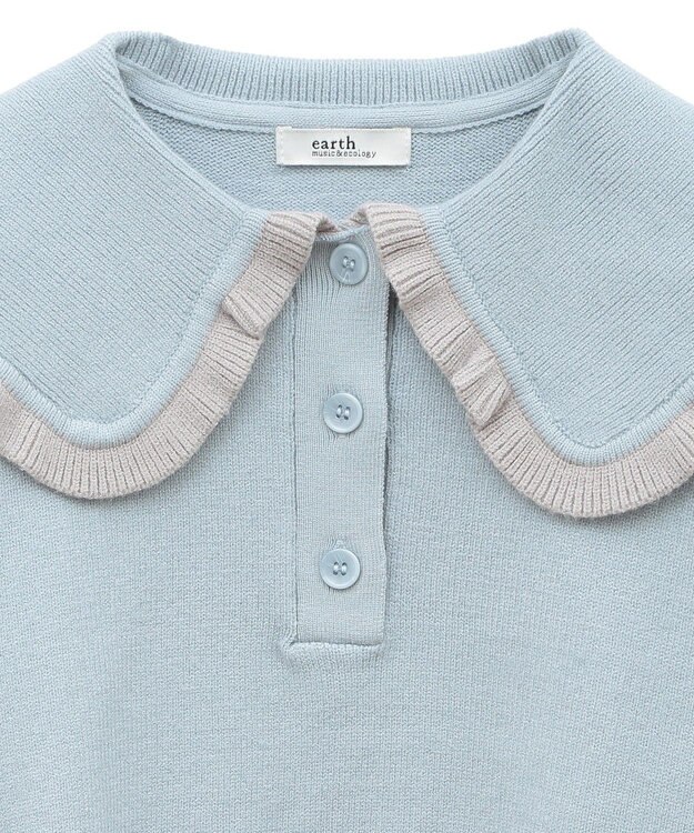 earth music&ecology 配色フリルカラーニットプルオーバー Blue