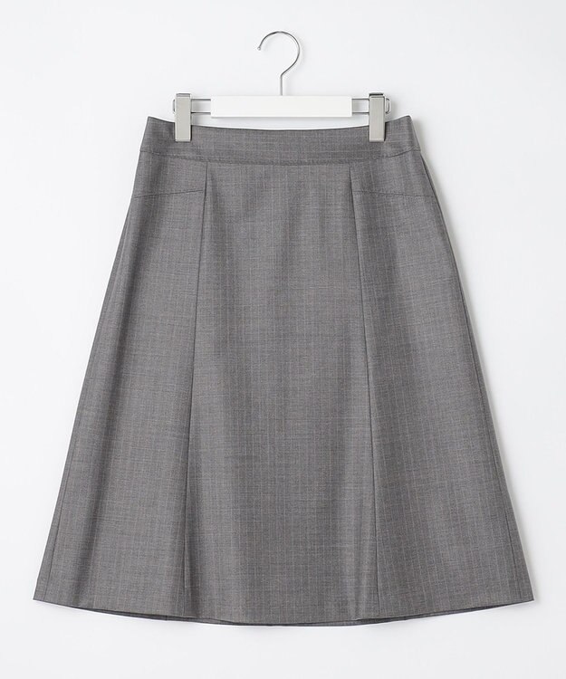 23区 【セットアップ対応】ファインネスウール フレア スカート グレー系ストライプ