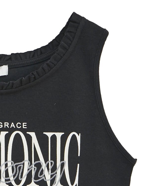 earth music&ecology フリルロゴノースリーブプルオーバー Black