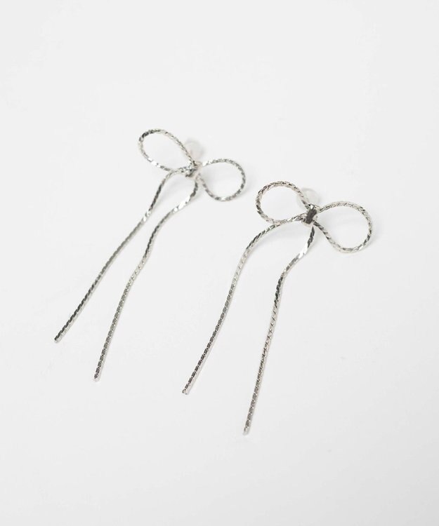 WEGO Lチェーンリボンピアス シルバー