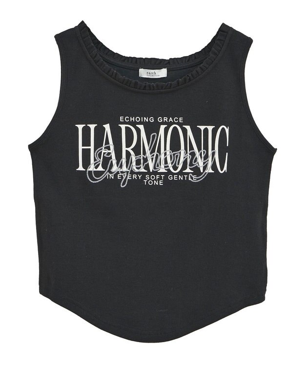 earth music&ecology フリルロゴノースリーブプルオーバー Black