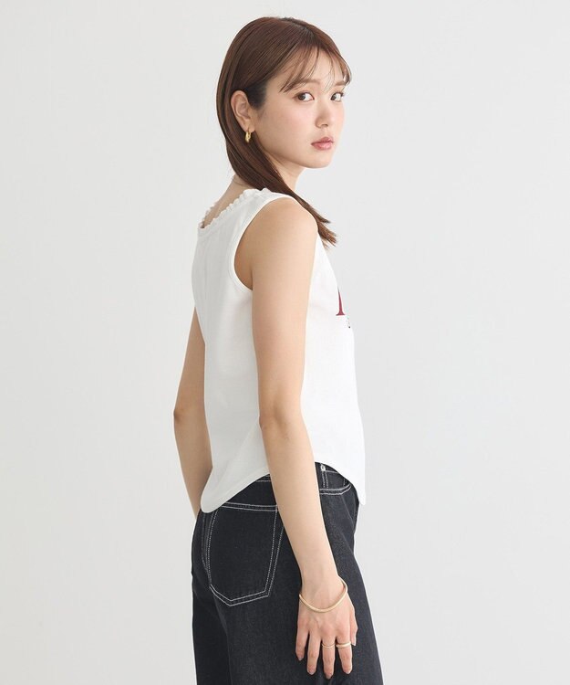 earth music&ecology フリルロゴノースリーブプルオーバー Off White