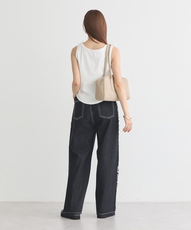 earth music&ecology フリルロゴノースリーブプルオーバー Off White