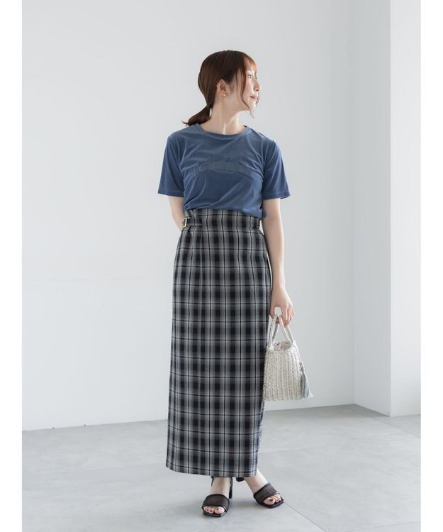 Te chichi シアーベロアロゴ刺繍Tシャツ ブルー