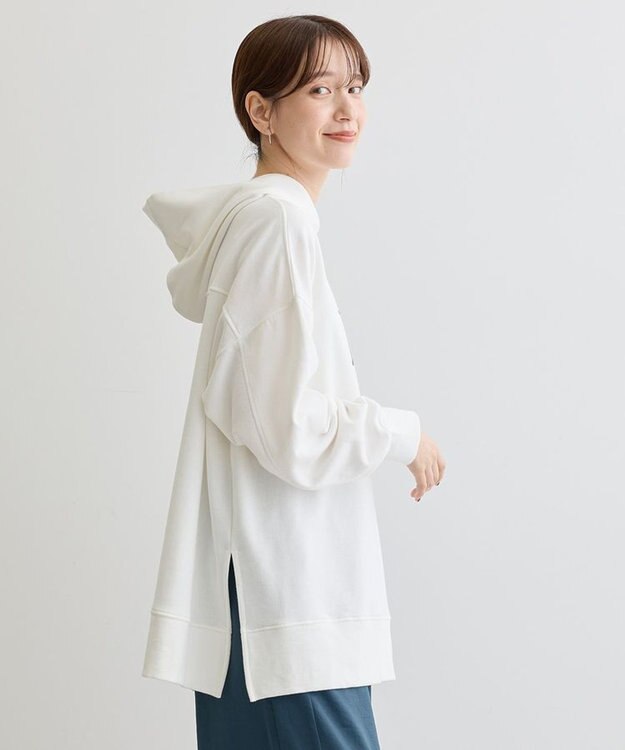 Green Parks 裏毛エンブレムパーカーチュニック Off White