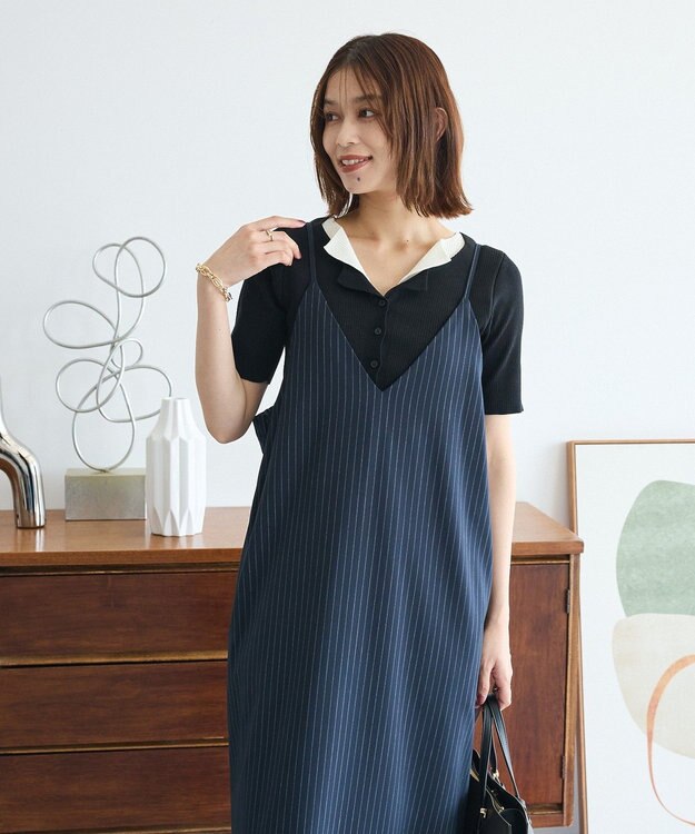 Green Parks Ｖネックキャミワンピース Navy