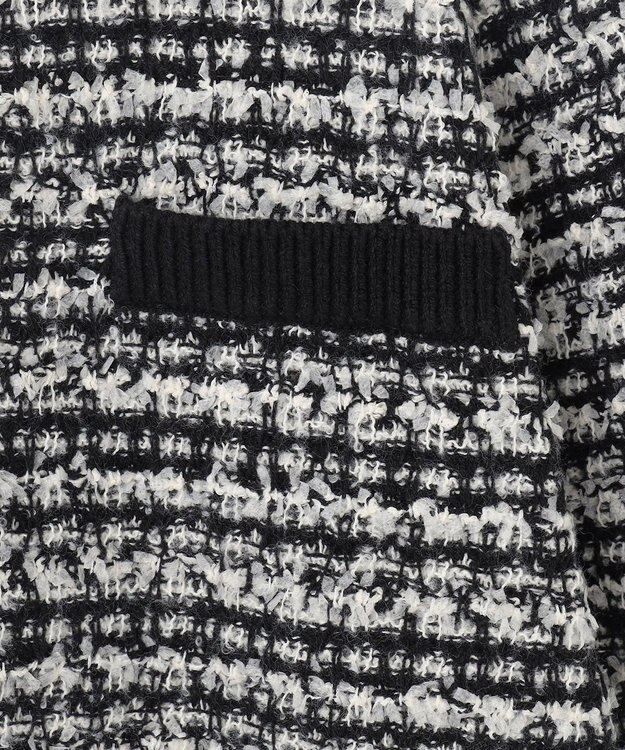 ANY 【洗濯機可】ツイードニットジャケット ブラック×ホワイト