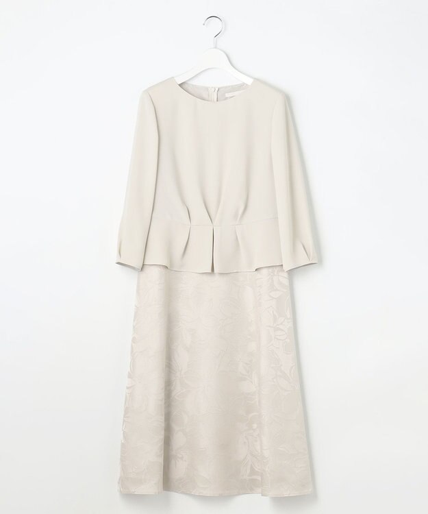 自由区 L 【17号サイズまで展開・カタログ掲載】フラワーオパールプリント ワンピース ベージュ