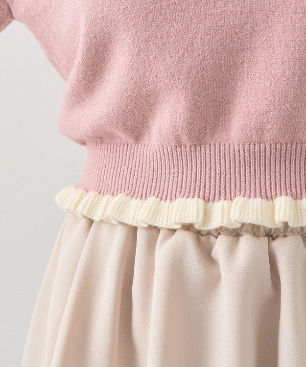 earth music&ecology 配色フリルカラーニットプルオーバー Pink