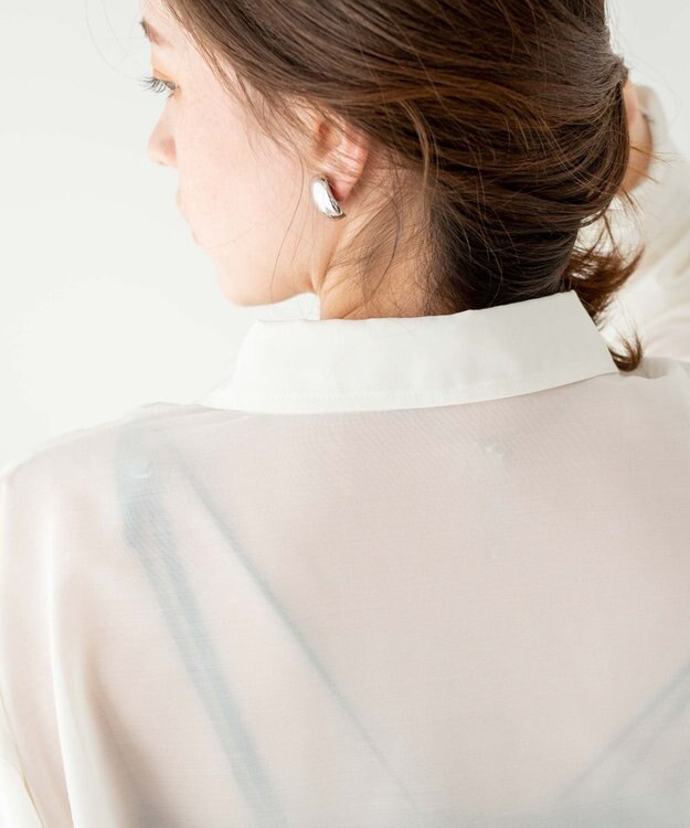 WEGO ボリュームスリーブシアーシャツ ホワイト