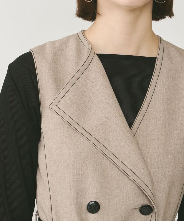 GRACE CONTINENTAL アシンメトリーカラーワンピース ベージュ