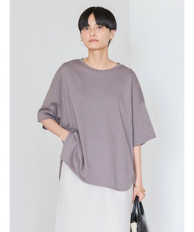 AMERICAN HOLIC 接触冷感裾ラウンドカットプルオーバー Border Blue